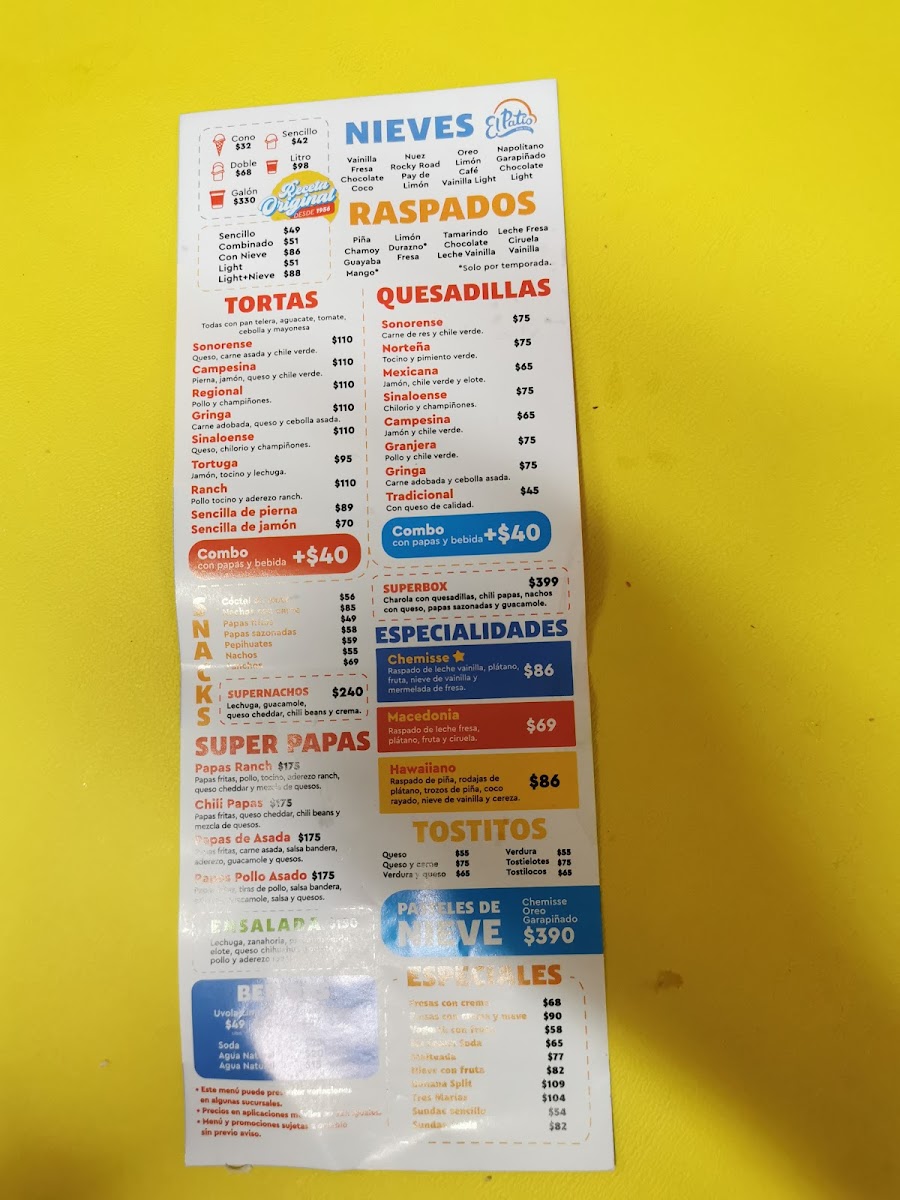 Nevería El Patio Menu - Image 2